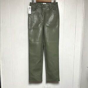 Wilfred Melina Faux Vegan Leather Flare Leg Pant in Bitter Sage Aritzia Size 0